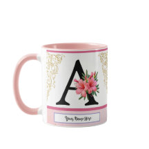 Florale Initialen Mok – Letter A Monogram | Person