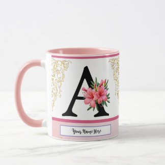 Florale Initialen Mok – Letter A Monogram | Person