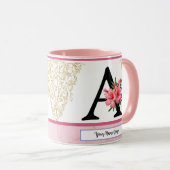 Florale Initialen Mok – Letter A Monogram | Person (Voorkant rechts)