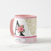 Florale Initialen Mok – Letter A Monogram | Person (Voorkant links)