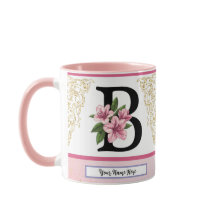 Florale Initialen Mok – Letter B Monogram | Person
