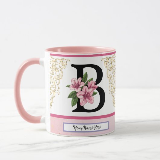 Florale Initialen Mok – Letter B Monogram | Person (Links)