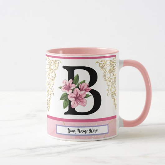 Florale Initialen Mok – Letter B Monogram | Person (Rechts)