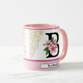 Florale Initialen Mok – Letter B Monogram | Person (Voorkant rechts)