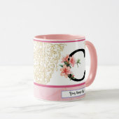 Florale Initialen Mok – Letter C Monogram | Persoo (Voorkant rechts)