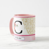 Florale Initialen Mok – Letter C Monogram | Persoo (Voorkant links)