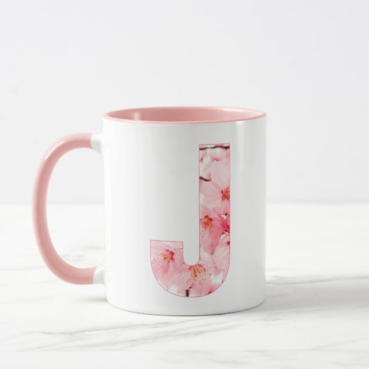Florale J Initialen Mok | Gepersonaliseerde Naam & (Links)