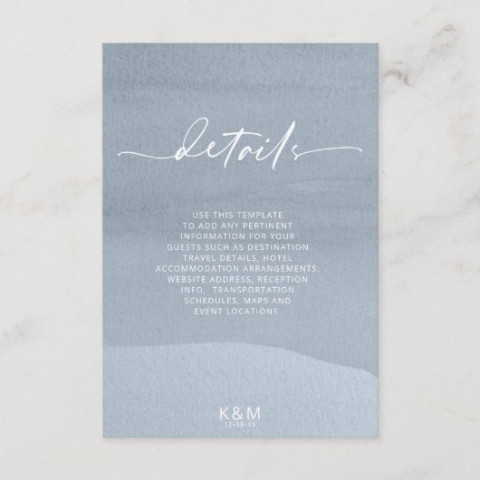 Florale kalligrafie — Dusty Blue ID771 Informatiekaartje (Voorkant)