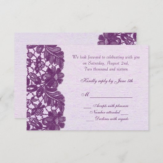  florale kant paars RSVP (Voorkant / Achterkant)