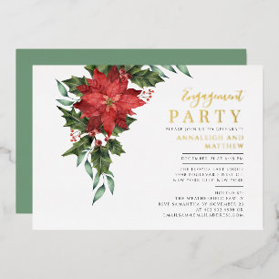 Florale Kerst Uitnodiging Gouden Kerstfeest