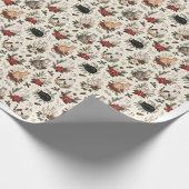 Florale Kerstkatten Botanisch Inpakpapier (Hoek)
