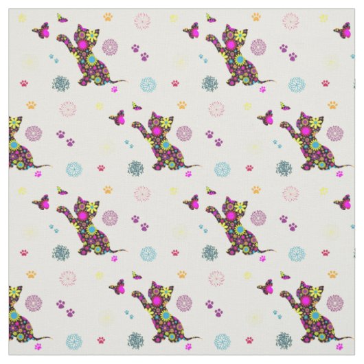 florale kitten stof (Swatch)