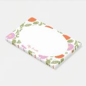Florale klaprozen en olijf leraar aqua aangepaste post-it® notes (Schuin)