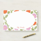 Florale klaprozen en olijf leraar aqua aangepaste post-it® notes (Op bureau)