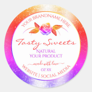 Florale kleurrijke glitter op witte etiketten van