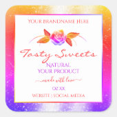 Florale kleurrijke glitter op witte etiketten van  (Voorkant)