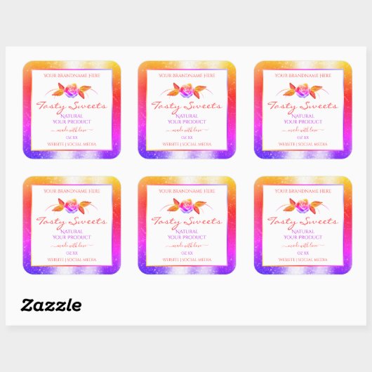 Florale kleurrijke glitter op witte etiketten van  (Vel)