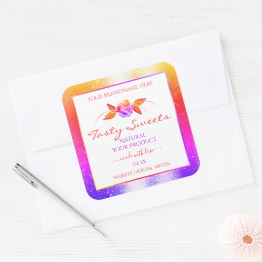 Florale kleurrijke glitter op witte etiketten van  (Envelop)