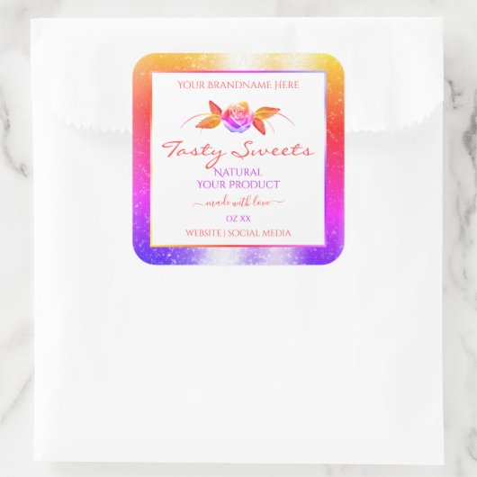 Florale kleurrijke glitter op witte etiketten van  (Tas)