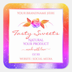 Florale kleurrijke glitter op witte etiketten van