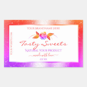 Florale kleurrijke glitter op witte etiketten van