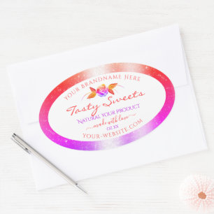 Florale kleurrijke glitter op witte etiketten van 