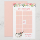 Florale Koe Baby Shower Bingo Spel (Voorkant / Achterkant)