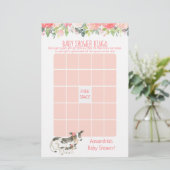 Florale Koe Baby Shower Bingo Spel (Staand voorkant)