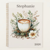 Florale koffie thema gepersonaliseerd planner (Voorkant)
