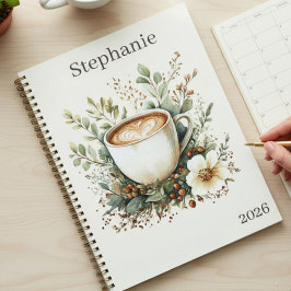 Florale koffie thema gepersonaliseerd planner