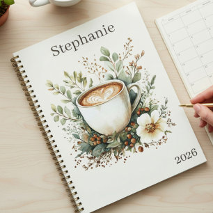 Florale koffie thema gepersonaliseerd planner