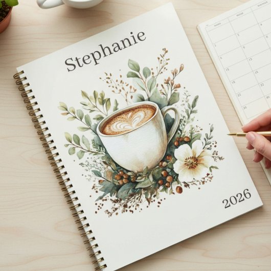 Florale koffie thema gepersonaliseerd planner