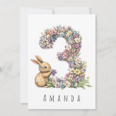 Florale Konijn 3e Verjaardagskaart Kaart (Voorkant)