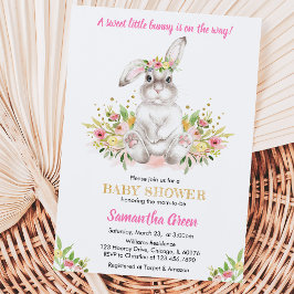 Florale Konijn Baby Shower Kaart
