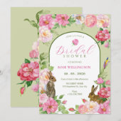 Florale konijn bloem kaart (Voorkant / Achterkant)