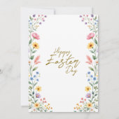 Florale Konijn en Ei Waterverf Pasen Brunch Kaart (Achterkant)