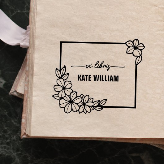 Florale krans Aangepaste ex libris Zelfinktende Stempel