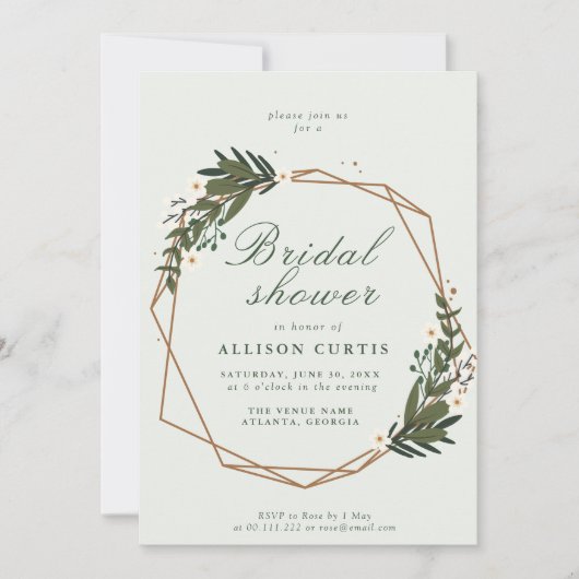 florale krans - uitnodiging voor het douchen (Voorkant)