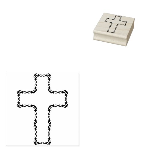 florale kruisstempel rubberstempel (Gestempeld)