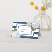 Florale kunst van Navy Blue en White Striped Hydra Plaatskaartje (Voorkant)
