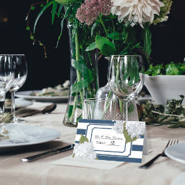 Florale kunst van Navy Blue en White Striped Hydra Plaatskaartje