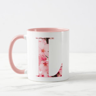 Florale L Beginletter Mok   Gepersonaliseerde Naam