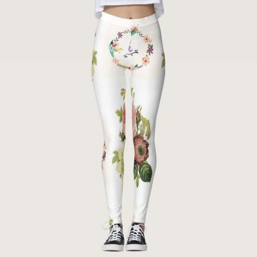 florale lange leggings witte tiener (Voorkant)