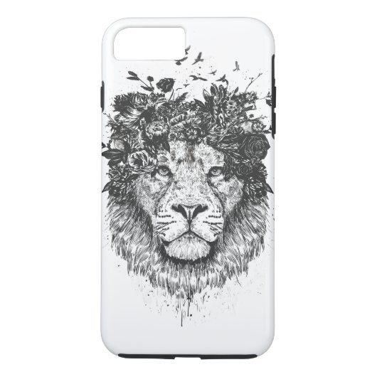 Florale leeuw (zwart-wit) Case-Mate iPhone case (Achterkant)