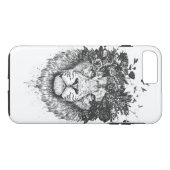 Florale leeuw (zwart-wit) Case-Mate iPhone case (Achterkant (Horizontaal))
