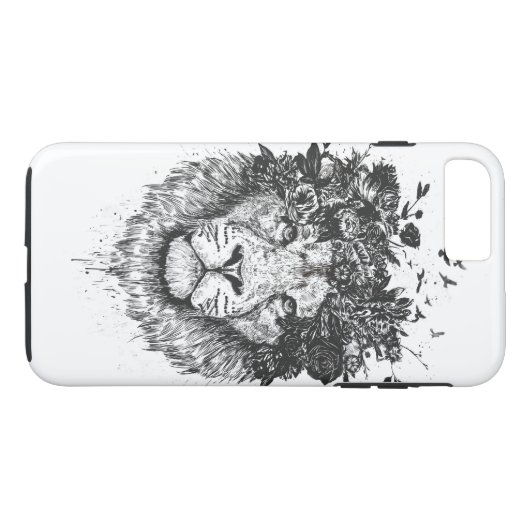 Florale leeuw (zwart-wit) Case-Mate iPhone case (Achterkant (Horizontaal))