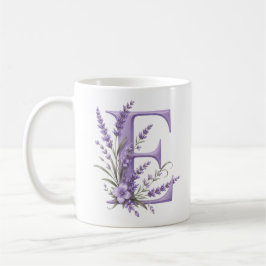 Florale Letter E Lavendel Gepersonaliseerde Mok