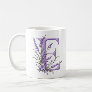 Florale Letter E Lavendel Gepersonaliseerde Mok