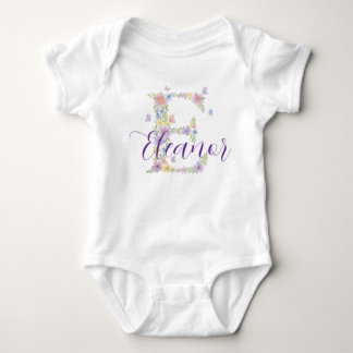 Florale Letter E Persoonlijk Baby Onesie Romper
