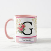 Florale Letter G Mok – Aangepaste Naam Monogram Be (Links)